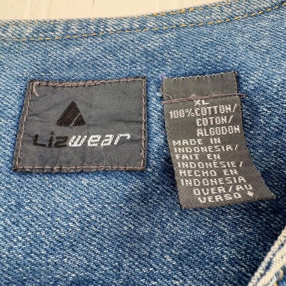 Lizwear Denim Vest XL 100% Cotton Blue Women's 90s Vintage - Picture 2 of 4